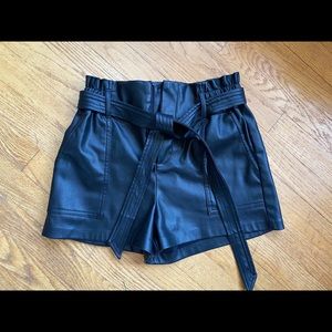 Zara black faux leather Bermuda shorts